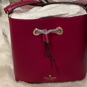 Kate Spade Saffiano Learher Bucket Bag in Berry Cobb